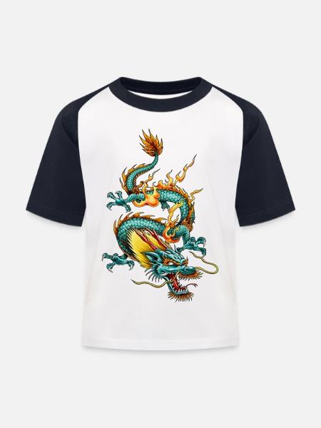 Dragon - Kinder Baseball T-Shirt - Weiß/Navy
