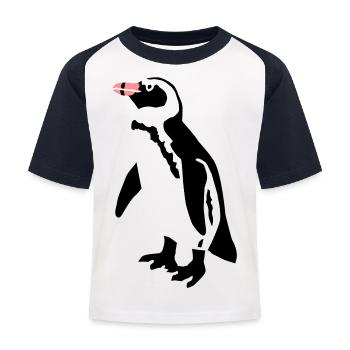 Pinguin - Kids' Baseball T-Shirt - white/navy - Front