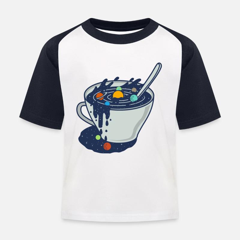 Galaxy Mug / Planet Solar System Gift Idea - Kids' Baseball T-Shirt - white/navy