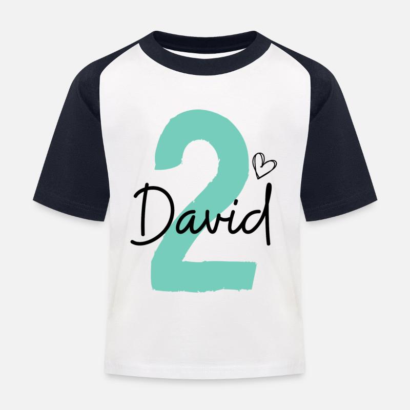 David 2 - Kinder Baseball T-Shirt - Weiß/Navy