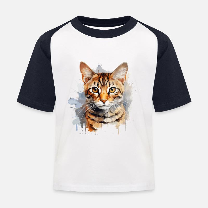 Chat du Bengale - T-shirt baseball Enfant - blanc/marine