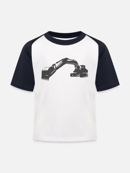 Bagger / excavator - Kinder Baseball T-Shirt - Weiß/Navy