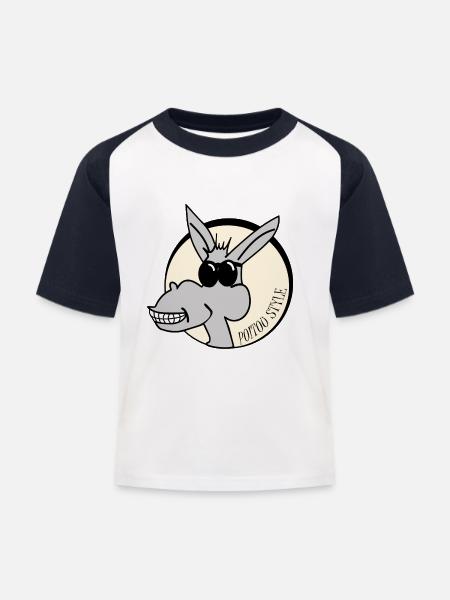 Poitou style - Kinder Baseball T-Shirt - Weiß/Navy