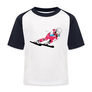 Ski alpin - T-shirt baseball Enfant - blanc/marine - Devant