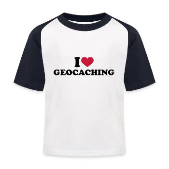 I love Geocaching - T-shirt baseball Enfant - blanc/marine - Devant