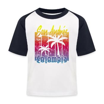San Andrés Colombia - Kinder Baseball T-Shirt - Weiß/Navy - Vorne
