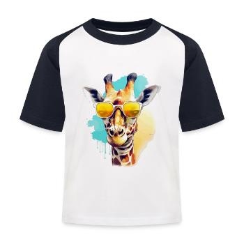 Mani la girafe - T-shirt baseball Enfant - blanc/marine - Devant