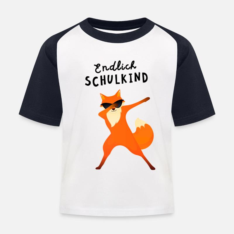 Endlich Schulkind Dab Fuchs Einschulung - Kinder Baseball T-Shirt - Weiß/Navy
