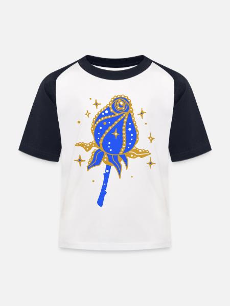 Goldene Rose mit Glitzer - Kinder Baseball T-Shirt - Weiß/Navy