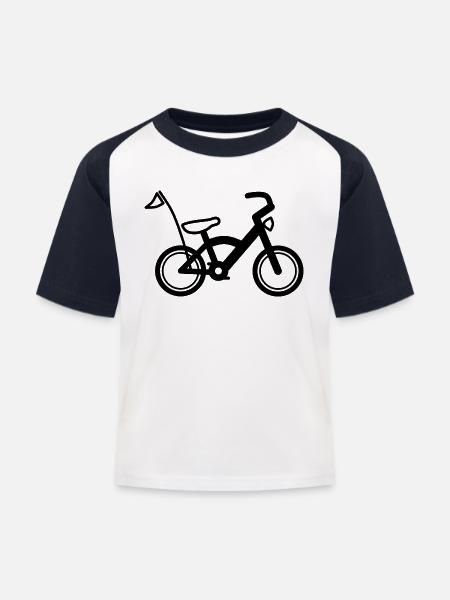 Kinderrad mit Wimpel - Kinder Baseball T-Shirt - Weiß/Navy