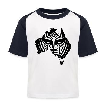 Le continent australien avec le visage - T-shirt baseball Enfant - blanc/marine - Devant