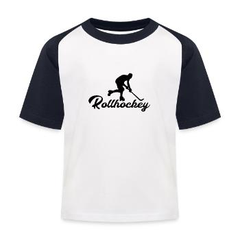 Rollhockey, perfektes Geschenk, Geburtstag, Weihnachten - Kinder Baseball T-Shirt - Weiß/Navy - Vorne