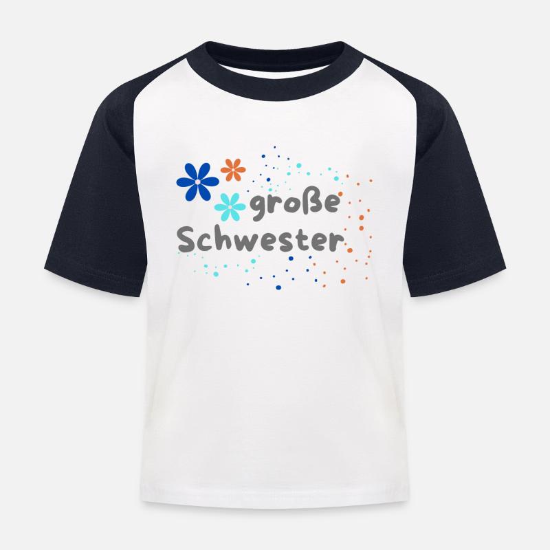 große Schwester - Kinder Baseball T-Shirt - Weiß/Navy
