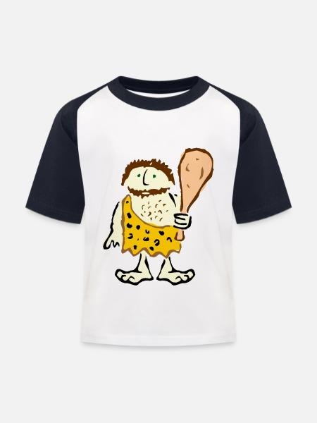 Höhlenbewohner mit Verein - Kinder Baseball T-Shirt - Weiß/Navy