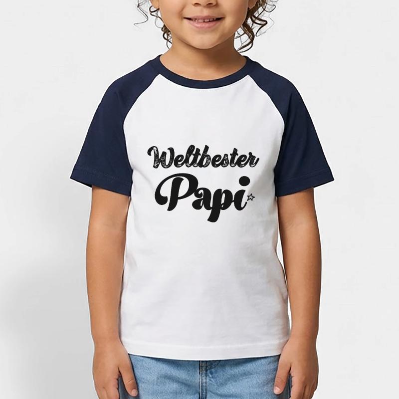 Weltbester Papi Papa Saurus Papi Schweiz Kinder Baseball T-Shirt