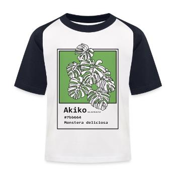 Monstera Deliciosa Akiko - Kinder Baseball T-Shirt - Weiß/Navy - Vorne