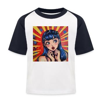 Anime, Waifu, Japon - T-shirt baseball Enfant - blanc/marine - Devant