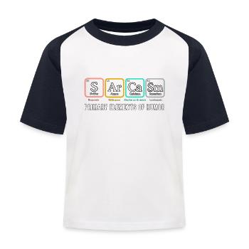 Sarcasm Shirt SArCaSm Primary elements of humor - Kids' Baseball T-Shirt - white/navy - Front