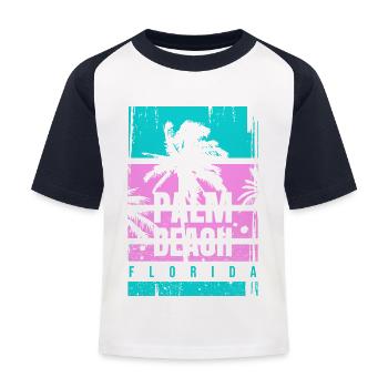 Palm Beach Florida Urlaub Mode Geschenk Reise Spaß - Kinder Baseball T-Shirt - Weiß/Navy - Vorne