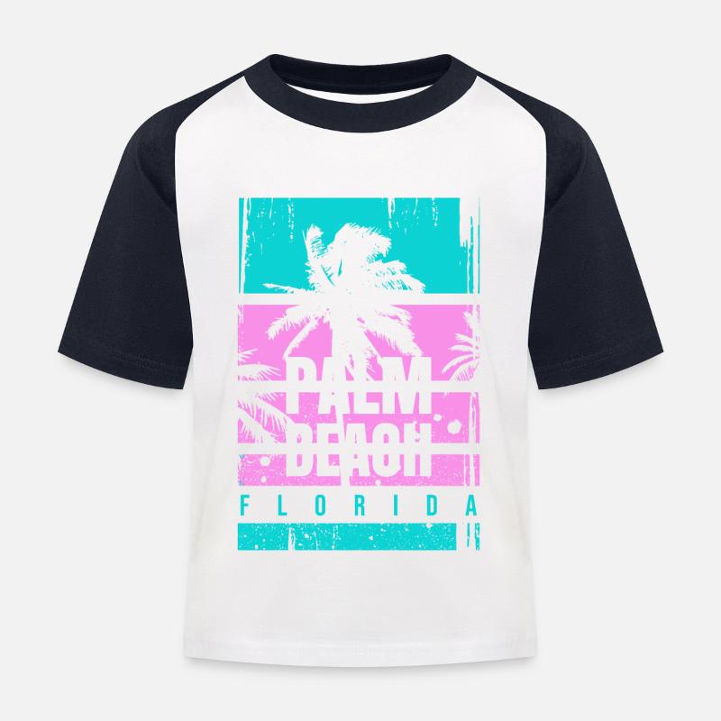 Palm Beach Florida Urlaub Mode Geschenk Reise Spaß - Kinder Baseball T-Shirt - Weiß/Navy