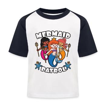 Mermaid Patrol - Kinder Baseball T-Shirt - Weiß/Navy - Vorne