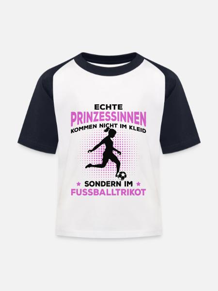 Fußball Mädchen - Kinder Baseball T-Shirt - Weiß/Navy