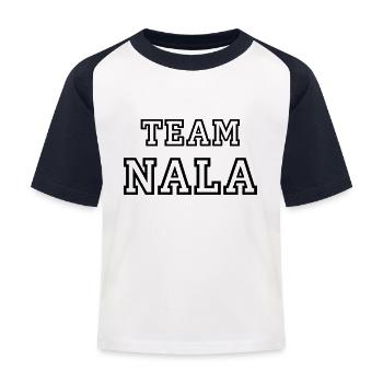 TEAM NALA Hundename Hündin TeamTrikot - Kinder Baseball T-Shirt - Weiß/Navy - Vorne