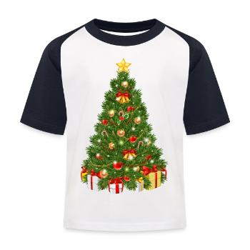 Christmas tree - Kids' Baseball T-Shirt - white/navy - Front