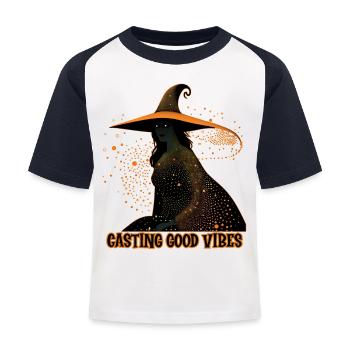 Ambiance de casting de sorcière, Halloween - T-shirt baseball Enfant - blanc/marine - Devant