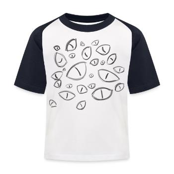 Beobachtende Augen - Kinder Baseball T-Shirt - Weiß/Navy - Vorne
