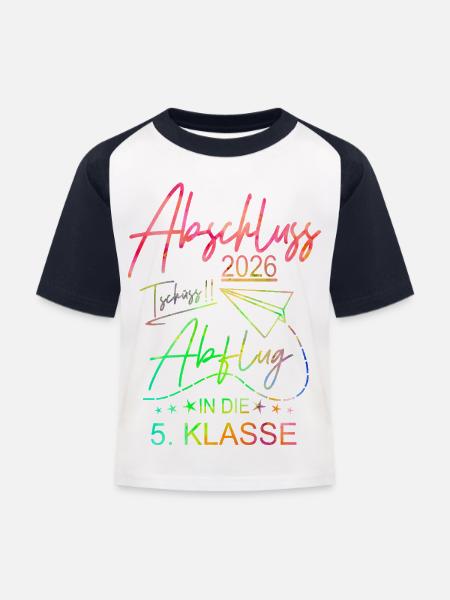 Grundschule Abschluss 2026 - Kinder Baseball T-Shirt - Weiß/Navy