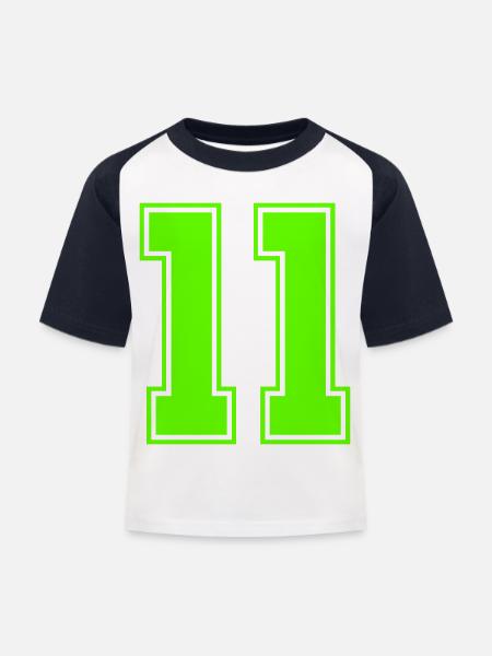 11 - Kinder Baseball T-Shirt - Weiß/Navy