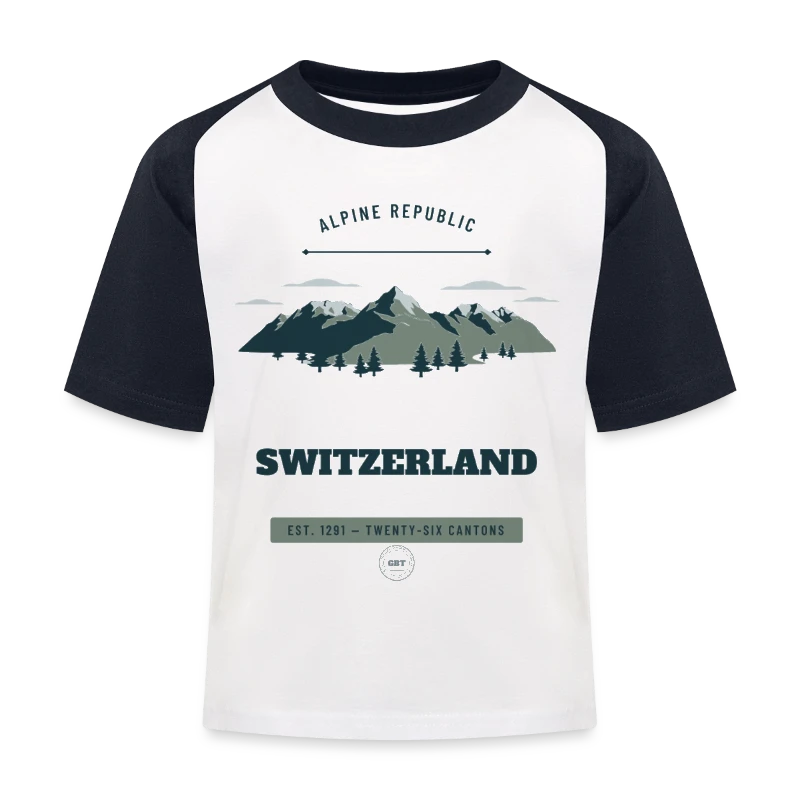 Switzerland-mærke på en kids' baseball t-shirt
