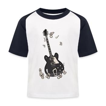 E guitare Notes musicales - T-shirt baseball Enfant - blanc/marine - Devant