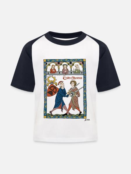 Codex Manesse design - Kinder Baseball T-Shirt - Weiß/Navy