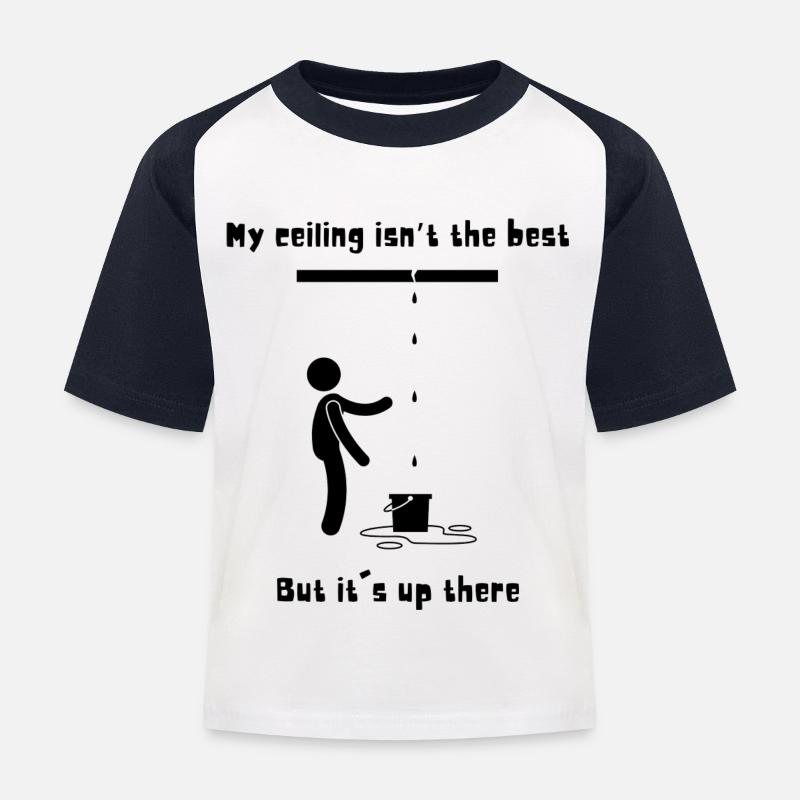 Deckenwortspiel - Kinder Baseball T-Shirt - Weiß/Navy