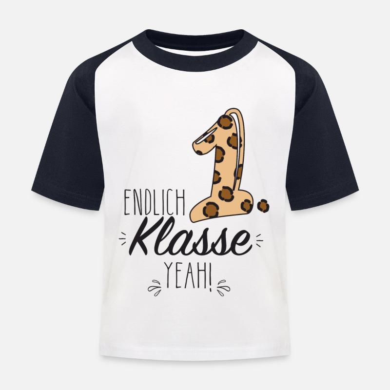 Endlich erste Klasse - Kinder Baseball T-Shirt - Weiß/Navy