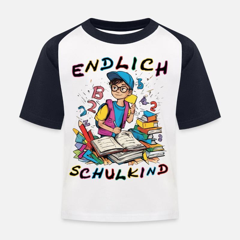 schulkind1 - Kinder Baseball T-Shirt - Weiß/Navy