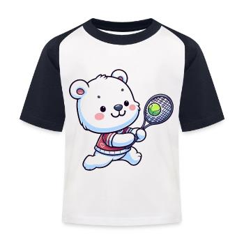Joueur de tennis Polar Bear - Humour amusant sur le - T-shirt baseball Enfant - blanc/marine - Devant