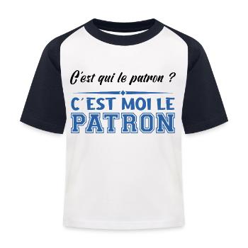 Patron C est Moi Le Patron Papa Idée Cadeau Papy - T-shirt baseball Enfant - blanc/marine - Devant