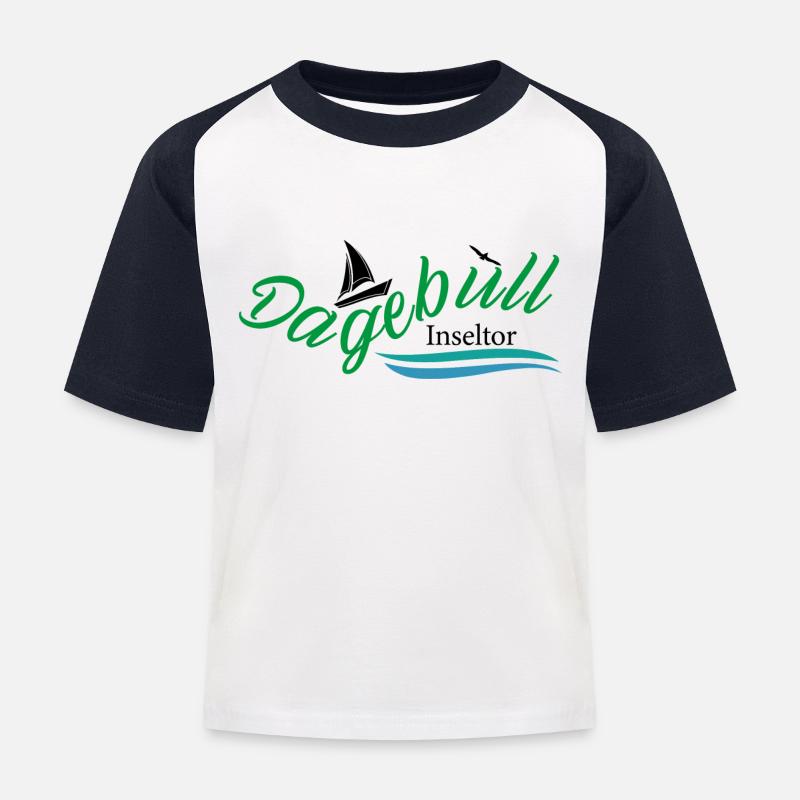 Inseltor Dagebüll - Kinder Baseball T-Shirt - Weiß/Navy