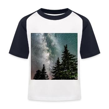 Voie lactée dans la forêt sombre - T-shirt baseball Enfant - blanc/marine - Devant