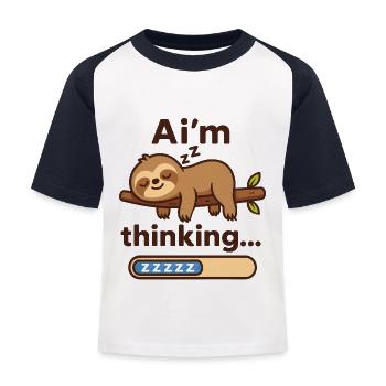 Ai m thinking - Paresseux IA - T-shirt baseball Enfant - blanc/marine - Devant