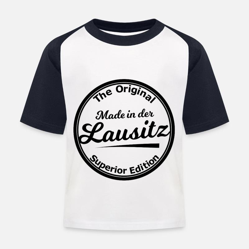Original aus der Lausitz - Kinder Baseball T-Shirt - Weiß/Navy