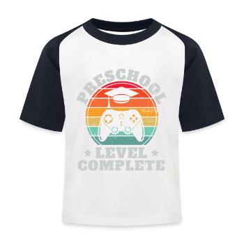 Vollständige Vorschulstufe Retro Pre-K Abschluss - Kinder Baseball T-Shirt - Weiß/Navy - Vorne