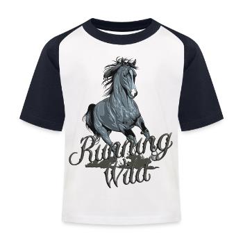 Courir sauvage - T-shirt baseball Enfant - blanc/marine - Devant