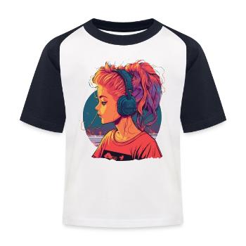 Schönes Anime-Mädchen - Kinder Baseball T-Shirt - Weiß/Navy - Vorne
