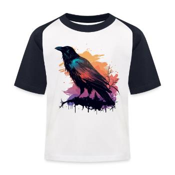 Vue des corbeaux - T-shirt baseball Enfant - blanc/marine - Devant