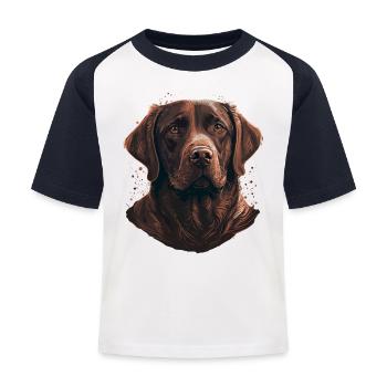 Entzückender brauner Labrador Retriever - Kinder Baseball T-Shirt - Weiß/Navy - Vorne
