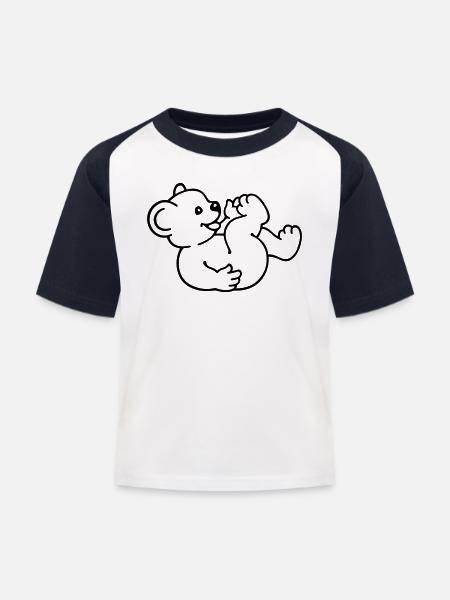little bear (rd) - Kids' Baseball T-Shirt - white/navy